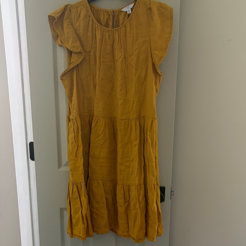 Time and Tru Mustard Yellow Tiered Midi Dress